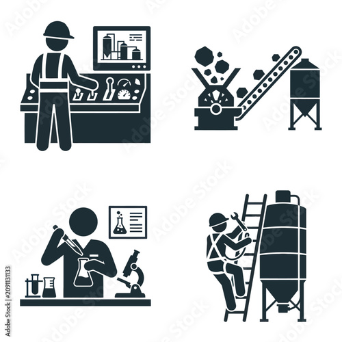 Vászonkép Industrial worker in a factory setting.