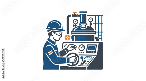 Fényképezés Industrial worker operating heavy machinery.