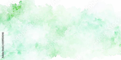 Watercolor Green Background with Soft Brush Strokes, Artistic Wash Texture and Elegant Abstract Design.