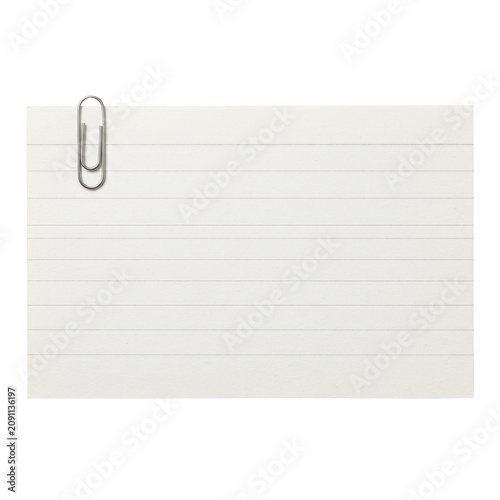 Obraz na płótnie Horizontal lined note card with metal paperclip