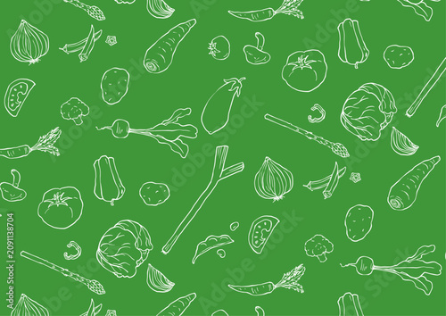 Foto シンプルな野菜のペン画調壁紙