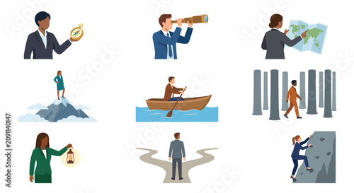 Leadership concepts depicting direction and business strategy.