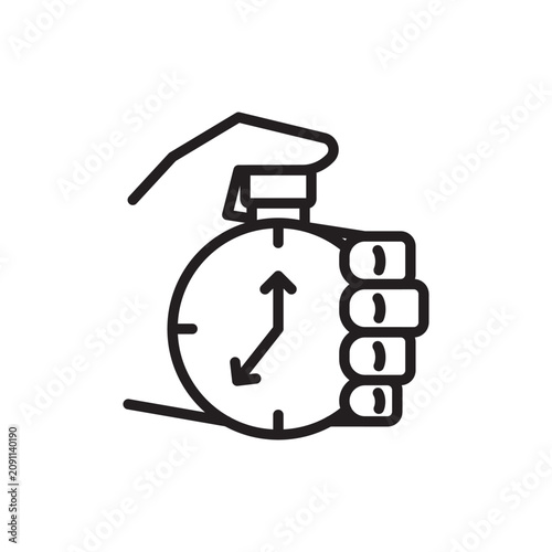 Принти на полотні Takt time vector icon featuring a hand holding a stopwatch timer with two arrow hands