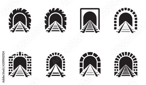 Canvastavla Series of railway tunnel entrance icons for transport infrastructure and engineering projects