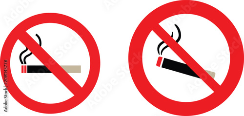 Tableau sur toile No smoking signs vector illustration collection prohibition symbols cigarette smoke warning icons