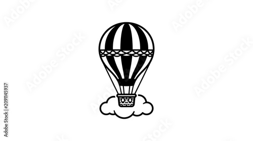 Black and white hot air balloon over a cloud