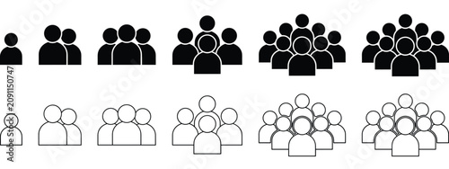 Photography A collection of black and white human group showing different sizes of crowds fr