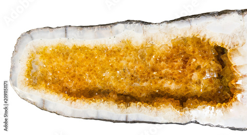 Canvastavla specimen of mineral from geological collection - geode with citrine crystals iso