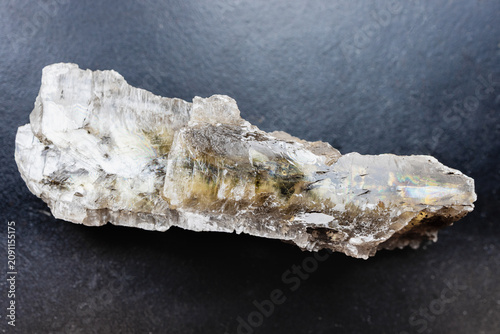 aw crystal of smoky quartz close-up on black