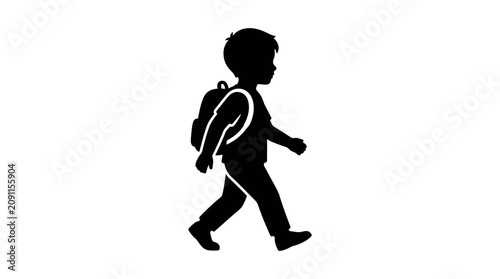 Photos Back to school, Child walking, kid with backpack, schoolboy silhouette, black ic
