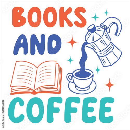 Slika na platnu Books and Coffee Cozy Reading Time Illustration