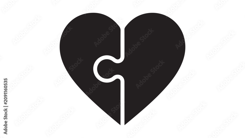 Obraz premium Heart Puzzle Piece Silhouette Symbolizing Love and Connection
