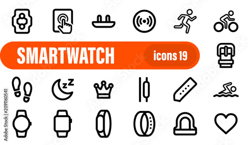 Foto Smartwatch and fitness activity tracking icon set