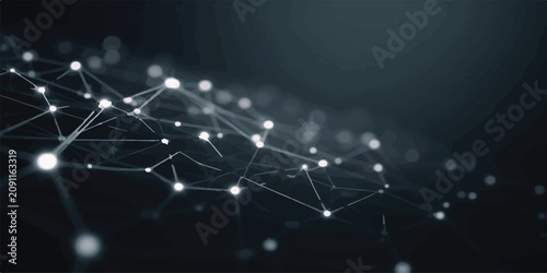 Photos Perspective view of digital network connections with glowing nodes and lines tec