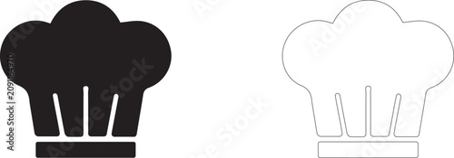 Принти на полотні Baker chef hat vector icon filled and outline, pastry cook uniform headwear symbol