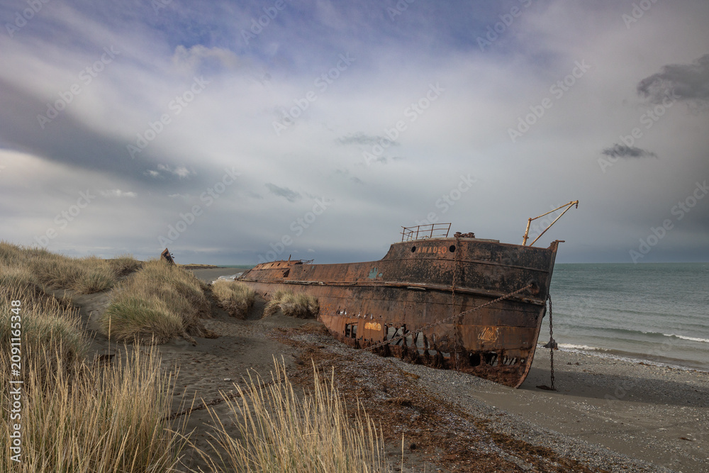 Naklejka premium shipwreck at patagonian coast