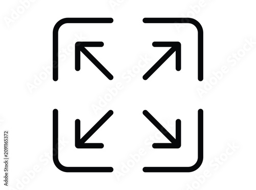 Foto Fullscreen expand icon with four corner arrows for user interface screen resizin