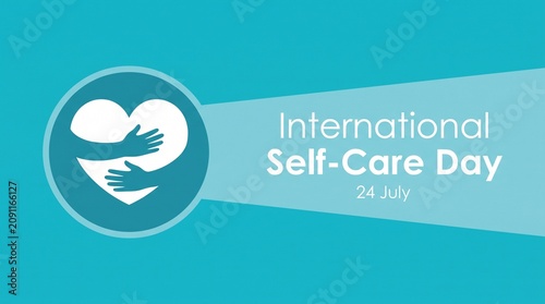 International self-care day illustration with hands holding heart