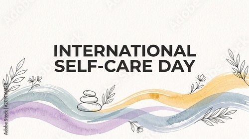 International self-care day illustration with stones