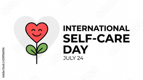 Happy heart flower icon for international self-care day