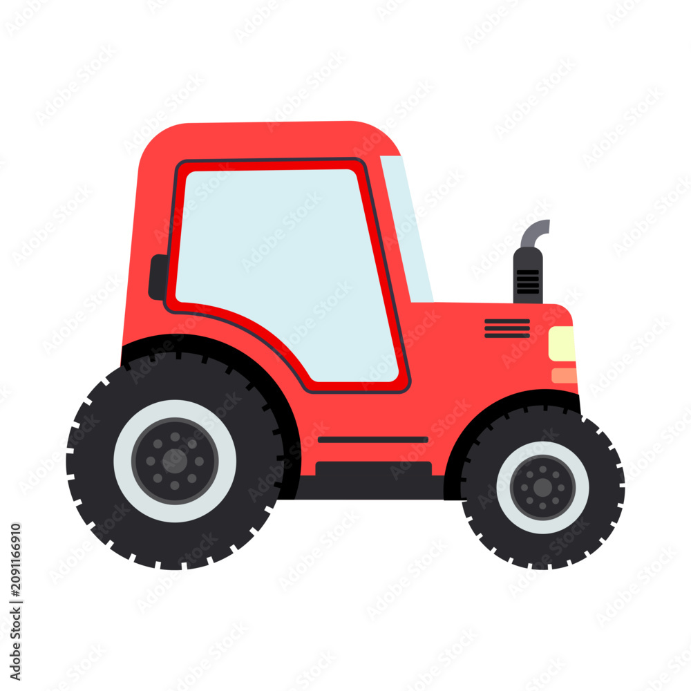 Fototapeta premium red tractor on white background