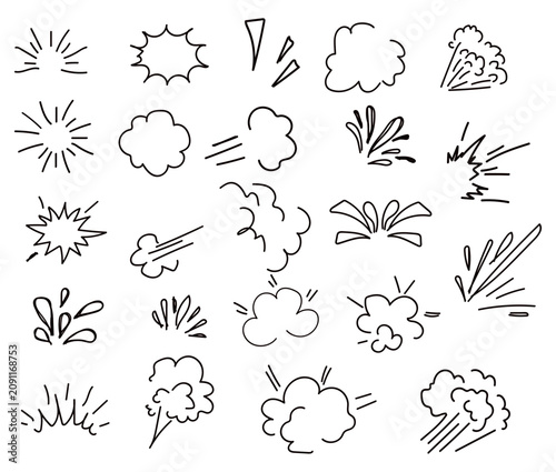 Comic Explosion and Impact Effects Set,Hand‑Drawn Line Art Collection