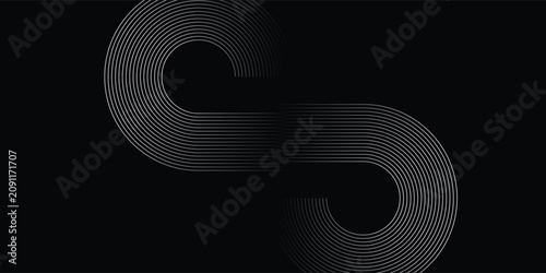 Tableau sur toile Abstract glowing white geometric lines on dark background
