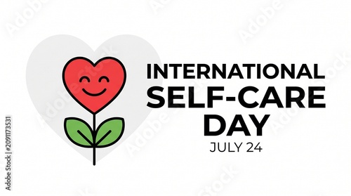 Happy heart flower icon for self-care day