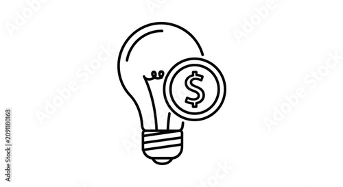 Light Bulb with Dollar Coin: Symbol of Financial Innovation and Profitable Ideas