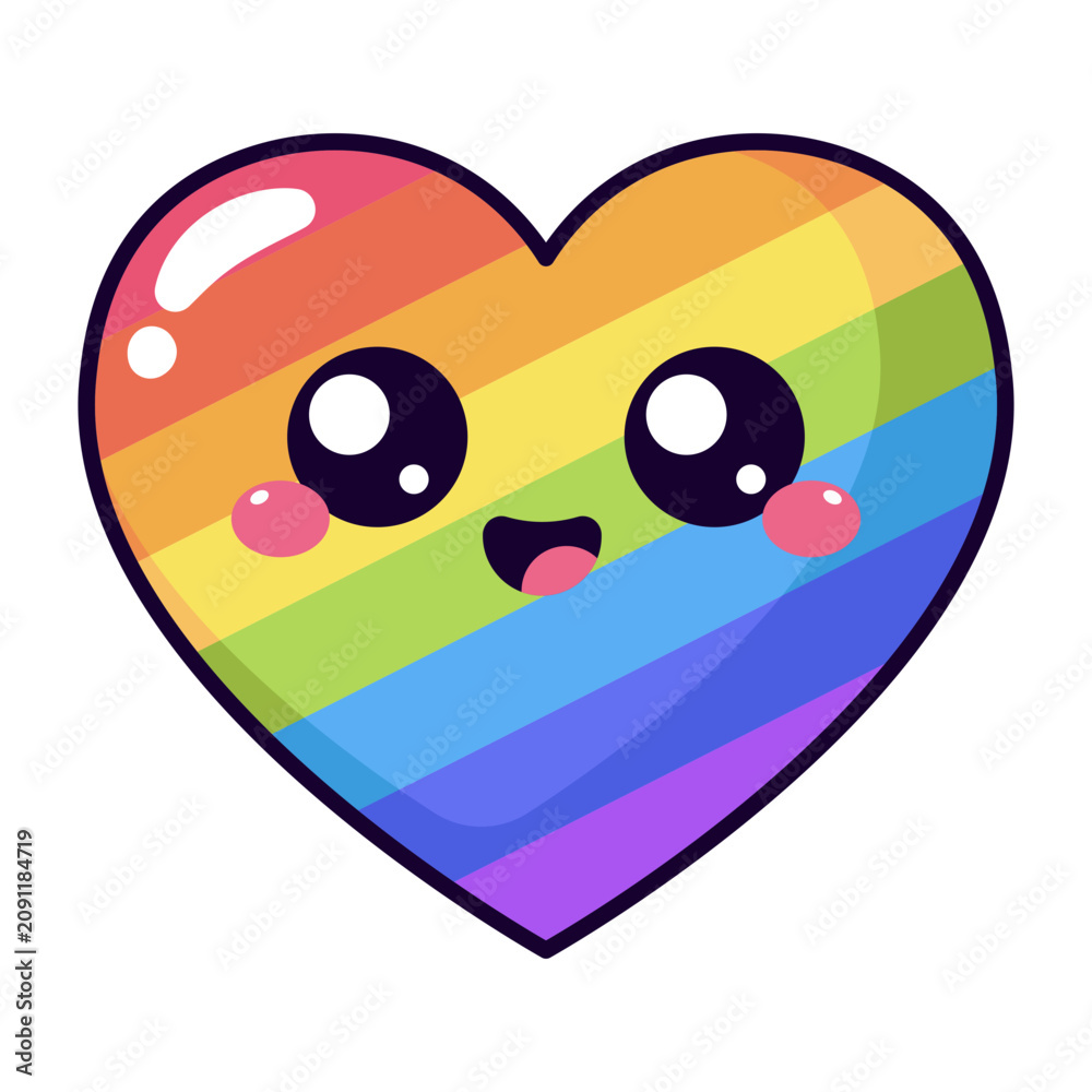 Fototapeta premium Cute Rainbow Heart Cartoon Icon Illustration
