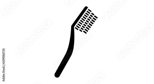 Black Silhouette of a Toothbrush on a White Background