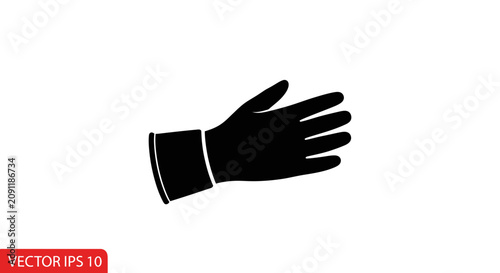 Black Silhouette of a Single Glove, Isolated on White Background, Vector Graphic