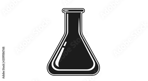 Black Silhouette of an Erlenmeyer Flask, Laboratory Glassware Icon