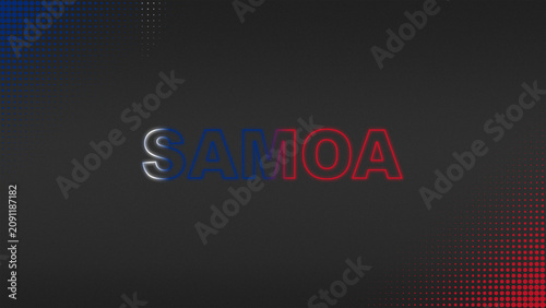 Red, Blue and White Neon Samoa Text Digital Halftone Typography Illustration