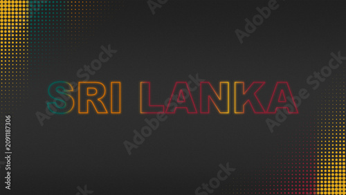 Maroon, Gold, Green and Orange Neon Sri Lanka Text Digital Halftone Typography Illustration