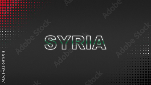 Green, White, Black and Red Neon Syria Text Digital Halftone Typography Illustration