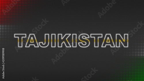 Red, White and Green Neon Tajikistan Text Digital Halftone Typography Illustration