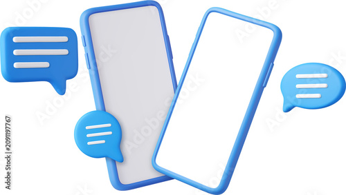 Фотография 3D render smartphone with floating chat