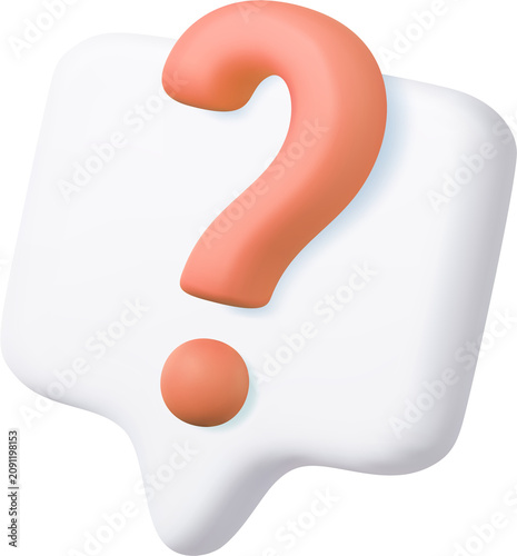 3d Speech bubble with question mark.