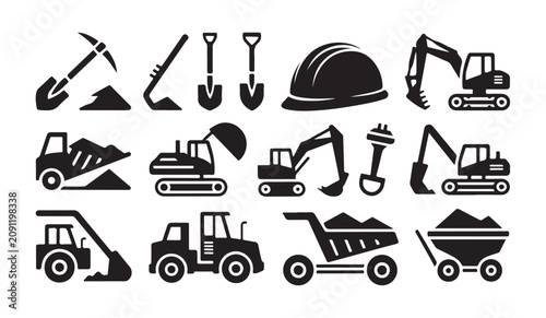 Mining tools and equipment for excavation and material handling.