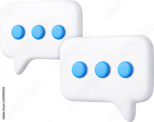 3d Blank white speech bubble pin