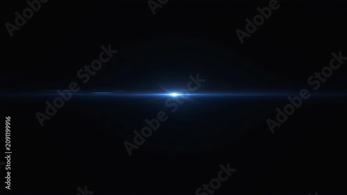 Blue horizontal lens flare on black background
