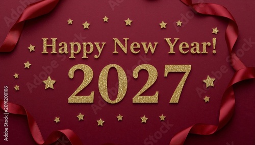 Celebration of New Year 2027 With Decorations and Festive Design