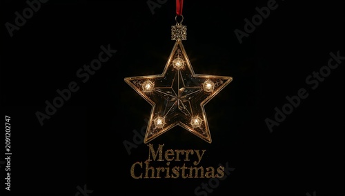 Bright Star Decoration With Lights and Greeting for the Holiday Season Hangin...