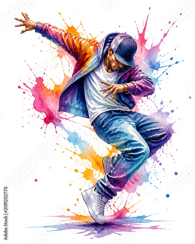 Hip hop dancer performing colorful street dance