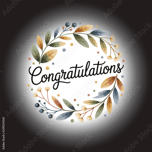 A Minimalist Typography Calligraphy Of This Word ''Congratulations'' With Desing vector Art