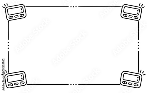 Konstfotografi Pager frame border illustration with four vintage electronic communication devic