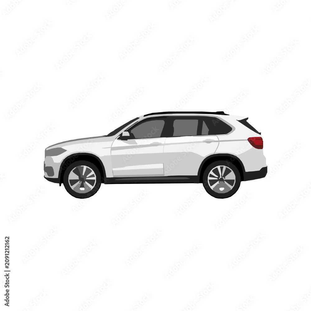 Fototapeta premium White modern suv side view illustration