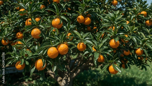 Oranges Grow on Trees in an Orchard on a Sunny Day in a Rural Area