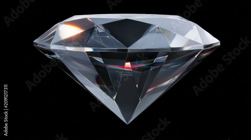 A flawlessly cut sparkling diamond exhibits its brilliance against a stark black backdrop, reflecting light in a mesmerizing display of facets and clarity of the gem.